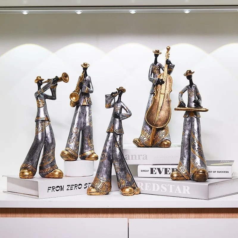 

Vintage Band Art Creative Decoration Music Figure Living Room Bookshelf Wine Cabinet Light Luxury Decoration Resin Crafts Statue