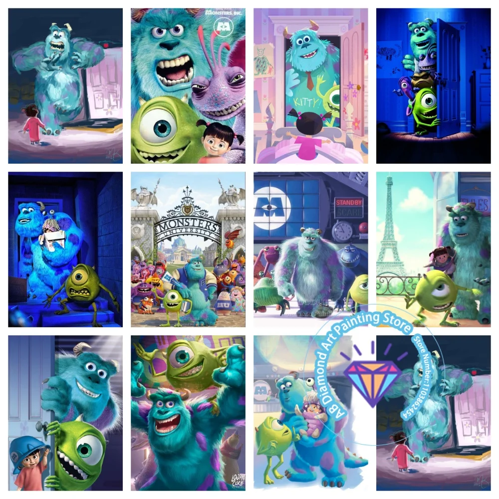 

Monsters Inc Cartoon AB Diamond Painting Kit Square Round Diamond 5D DIY Mosaic Handmade Art Adult Exquisite Gift Home Decor