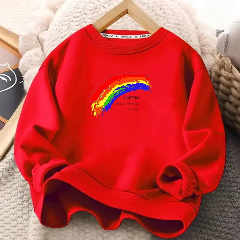 

Boys Hoodies Sweatshirts Cotton Tops Outwear 2024 Rainbow Spring Autumn Kids Teenagers Long Sleeves Children's Clothing