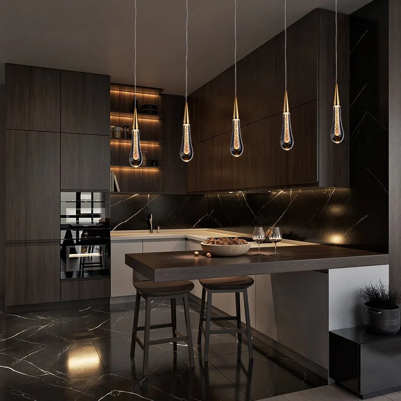 

Gold Crystal Pendant Light for Bedroom Bedside Kitchen Island Decoration Hanging Lamp LED Bar Counter Bathroom Sofa Dining Table
