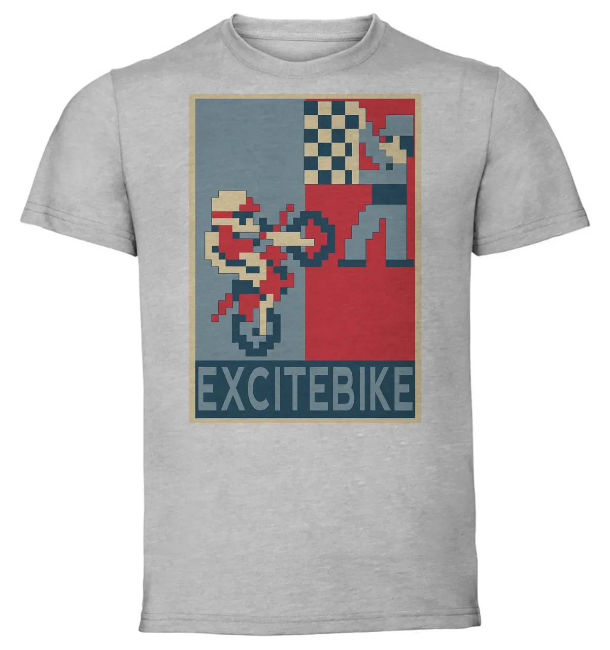 T-Shirt Unisex - Grey - Propaganda - Pixel Art Excitebike