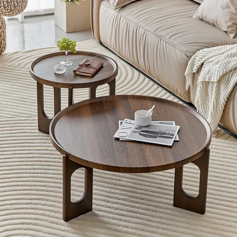 

#q #V Nordic Simple Wooden Tea Table Light Luxury Home Hotel Home Stay Round Table Creative Small Family Living Room Sofa Table