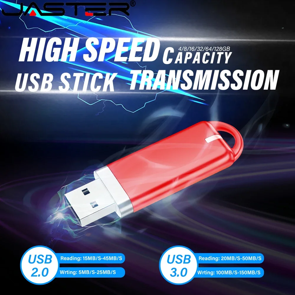 Jaster unidade flash de plástico vermelho 128gb 64gb à prova d'água disco u 32g usb 2.0 de alta velocidade 16gb capacidade real memória vara presente de negócios