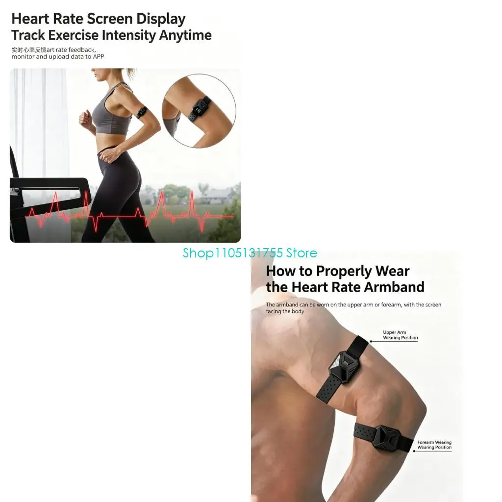K0EF Rechargeable Heart Rate Armband with Display for Cycling Running Gym Workouts