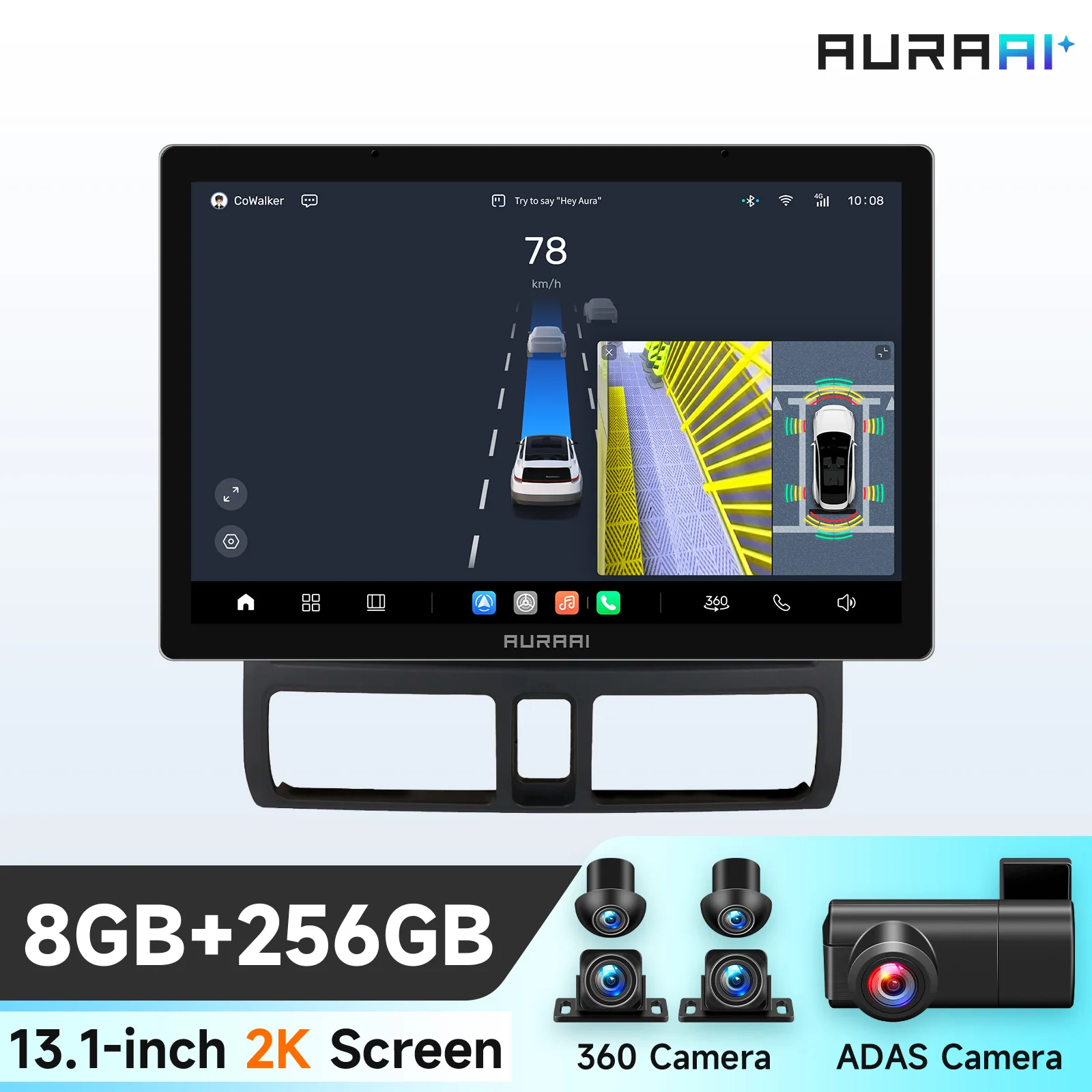 AURAAI 2K Android Auto-GPS-Bildschirm Wireless CarPlay für Honda CR-V II CR V 2002 - 2006 Multimedia-Videoplayer ADAS 360-Grad-Kamera Navigation Stereo 7870 AI-Sprachsteuerung Head Unit 2DIN 4G Wifi