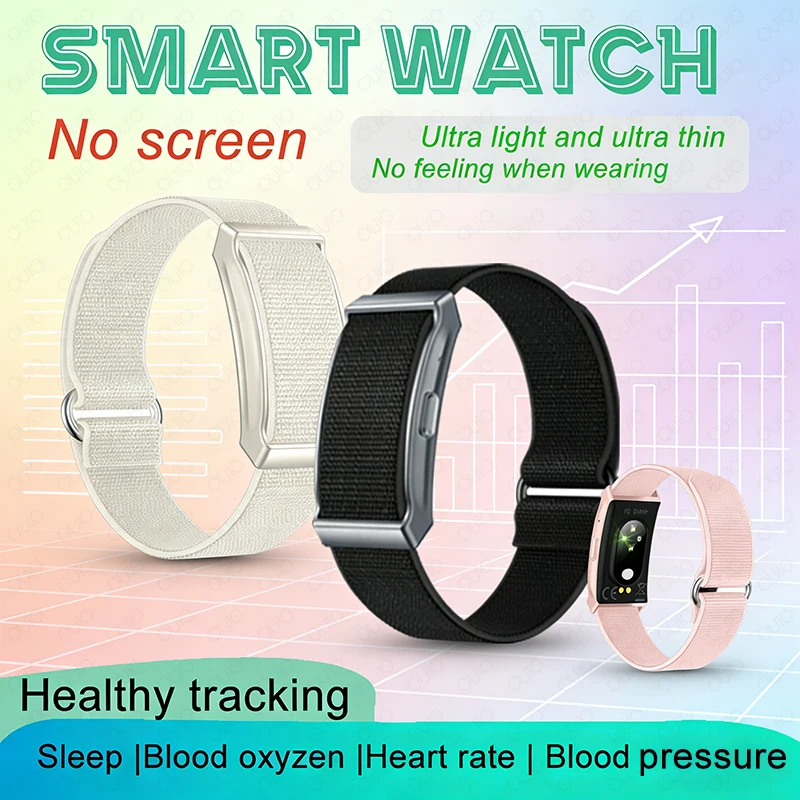 

2026 Новые умные часы без экрана, сверхдлительное время ношения, IP68, водонепроницаемые, мониторинг кислорода в крови, артериального давления, спортивный смарт-браслет