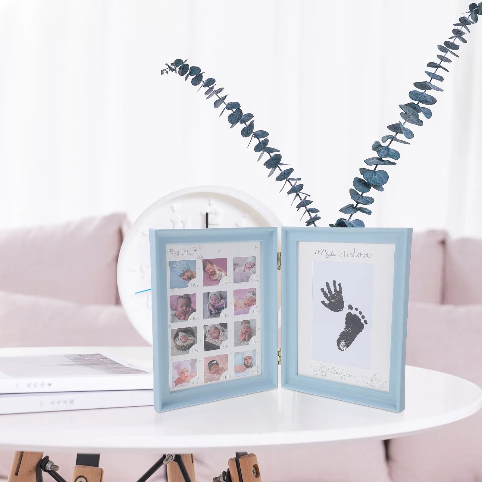 

Hand and Foot Imprint Photo Frame Baby Growth Recording Creative Design Unique Desktop Decoration Safe Durable Lightweight Small