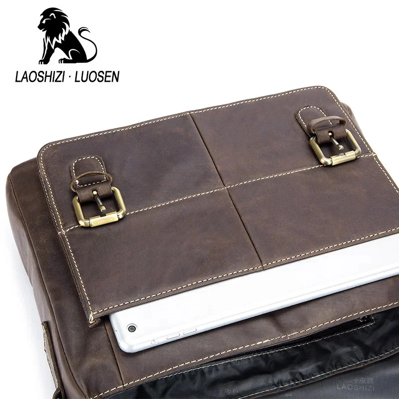 Shoulder Genuine Leather Business Laptop Bag Multifunction Small Crossbody Bags High Quality Cowhide Briefcases Men