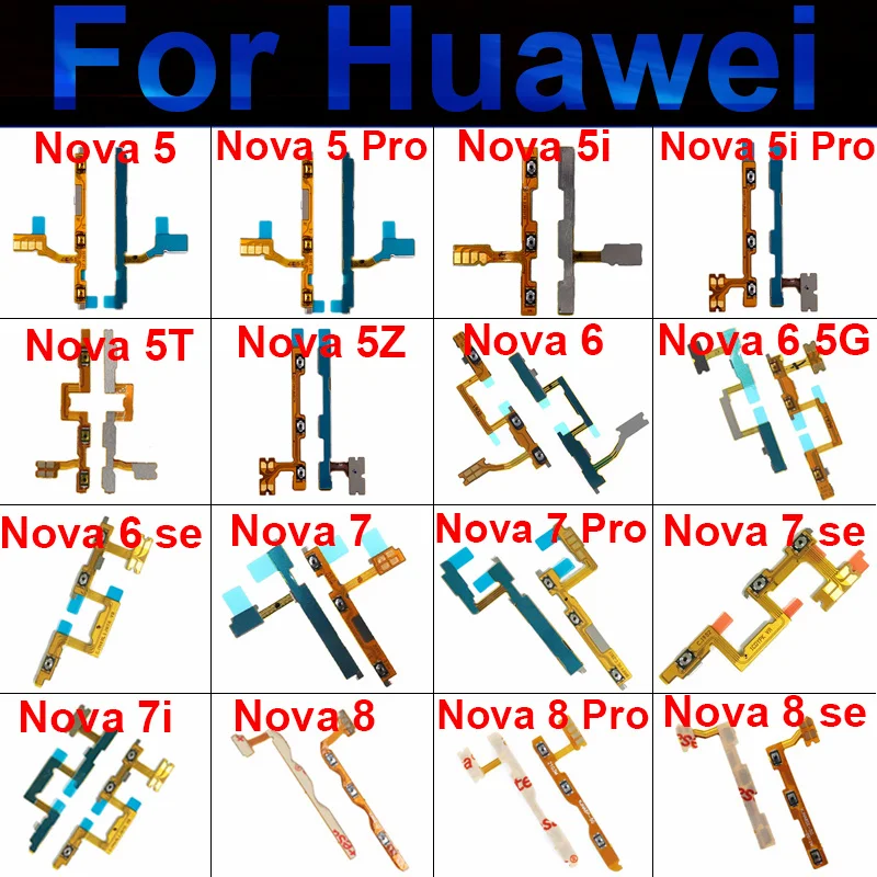 Power Volume Buttons For Huawei Nova 5 6 7 8 5i Pro 5T 5i 5Z/ 65G 7 8 SE 7i 6SE Volume Power Side Button Flex Cable Ribbon Parts