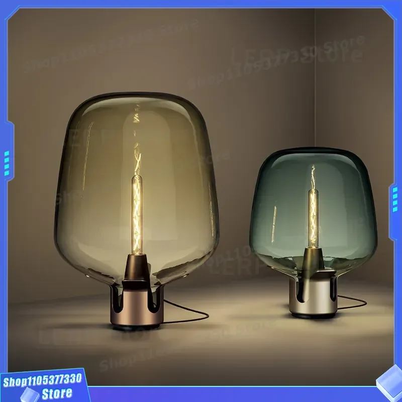 Nordic Glass Table Lamp Modern Light Luxury Designer Hotel Bedroom Bedside Decoration Ornament Living Room Post Exhibition