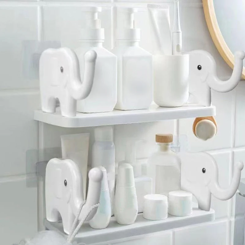 

1 шт. милый слон настенные плавающие полки для ванной комнаты, кухни, туалета, стеллаж для хранения над полкой для унитаза, органайзер