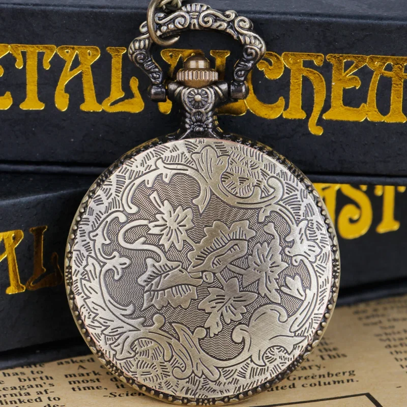 New Design Engraved Motorcycle CAR Pattern Quartz Pocket Watch Pendant Fob Watch Chain Gifts for Men Women