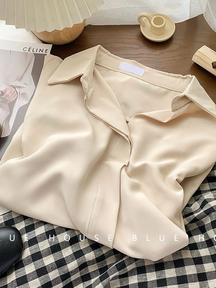 Jmprs Chiffon Women Shirts Simple Summer Long Sleeve Office Ladies Shirts Casual Korean Loose Female Solid Tops New