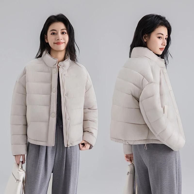 

Lightweight Short Cotton Jacket Women Winter 2025 Fashionable Simple Solid Color Small Standi Collar Warm Autumn Loose Jacket