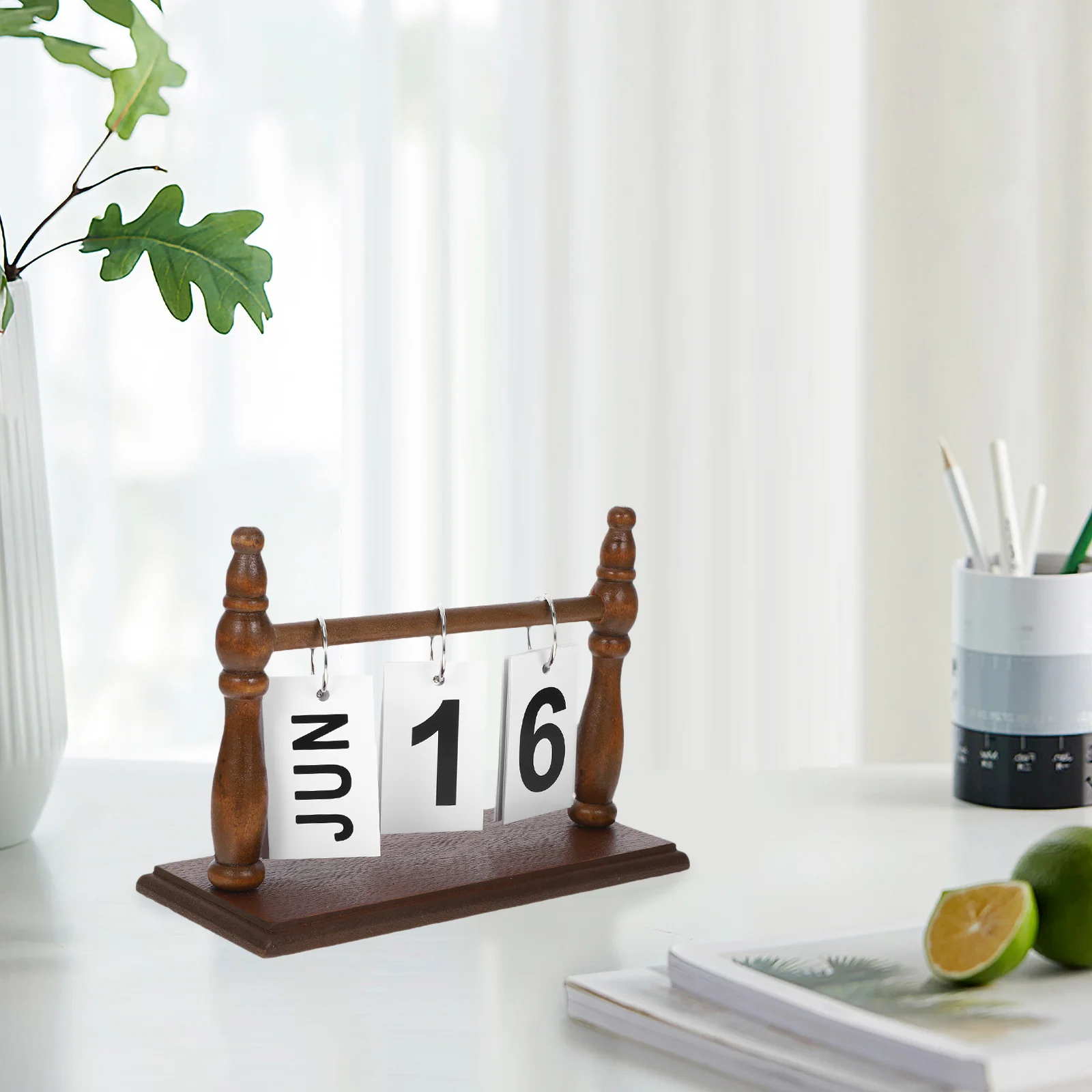 

Flip Desktop Calendar Decor Creative Wooden for Home Office Decoration Decorative