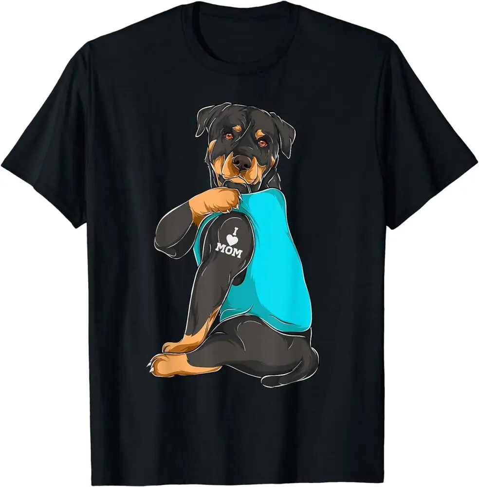 Rottweiler I Love Mom Tattoo Apparel, Dog Mom Womens T-Shirt Anime Graphic T-shirts Y2K Tops Unisex Summer Short Sleeve