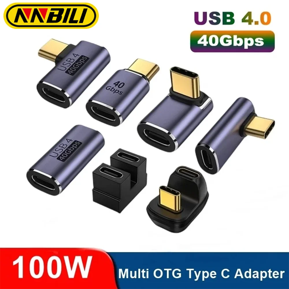 NNBILI 금속 USB 4.0 C 타입 어댑터, OTG 40Gbps 고속 데이터 전송, 태블릿 USB-C 충전 컨버터, 휴대폰 노트북용, 100W