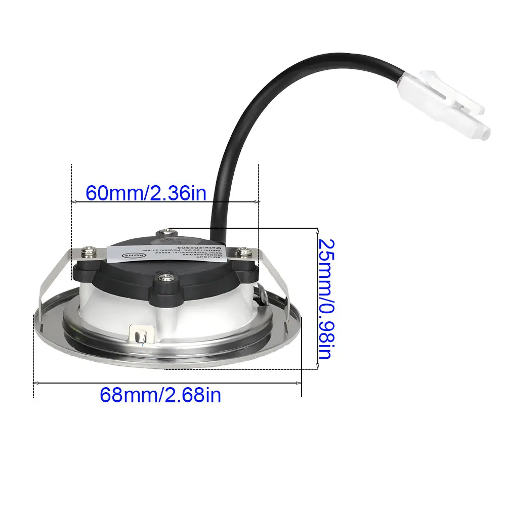 1 zestaw 2x68mm żarówka okap 1x100-240V sterownik LED 2x kable wyciąg dymu światła dla 2 1/2 cali otwór biały 6000K