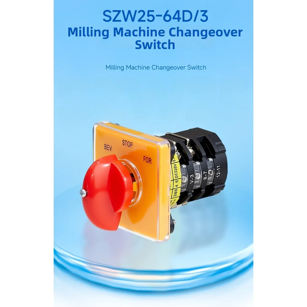 Rotary Switch SZW25 64D/3 R-S-F Three-Position Three-Section for Milling Machine AC 15 DC 13 Rated Voltage AC380V DC220V