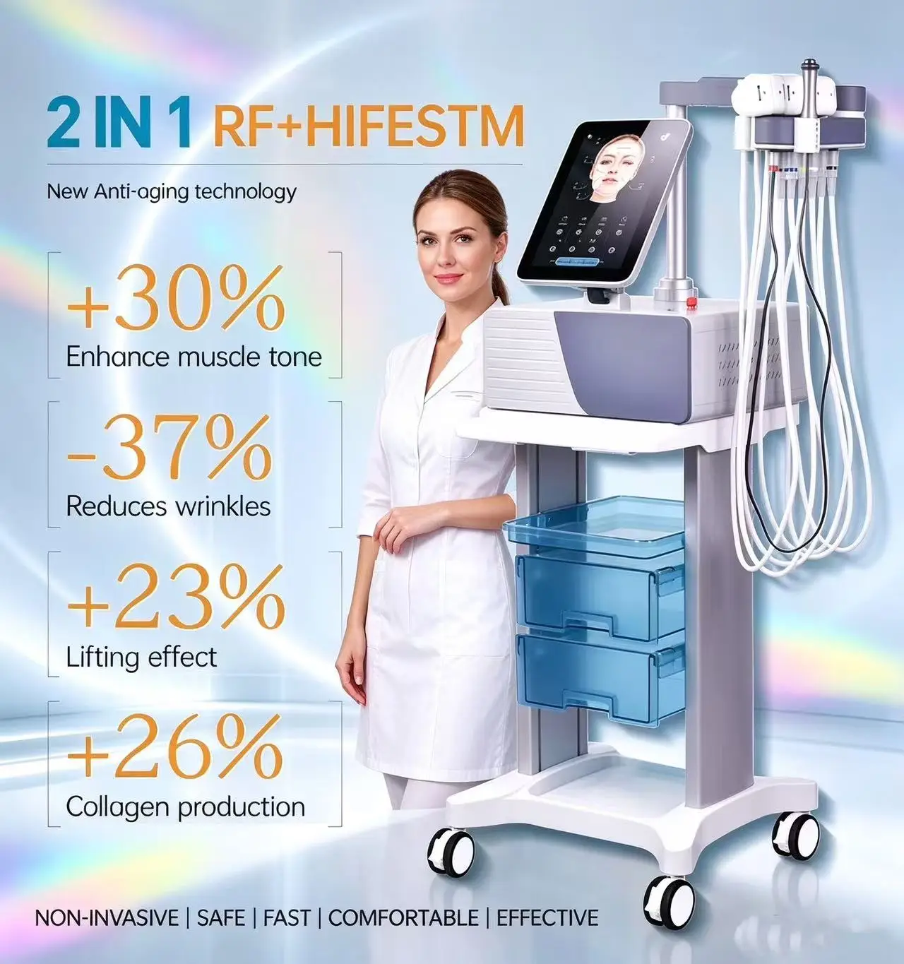 2026 RF HIFESTM Vline Face Lifting Machine 12 Pads Wrinkle Removal Skin Tightening Body Sculpt Equipment For Beauty Salon Use