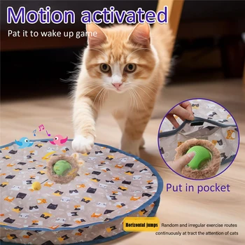 Interactive Cat Toys Ball Fast Rolling in Pouch Hide and Seek Kitten Toy Motion Activated Interactive Cat Toy for Indoor 2