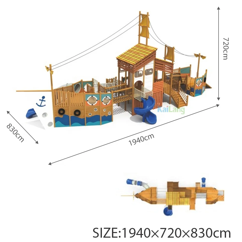 Children love Pirate Ship Playground Children's Outdoor Equipment Boat Exercise Entertainment Leisure Wooden Playground