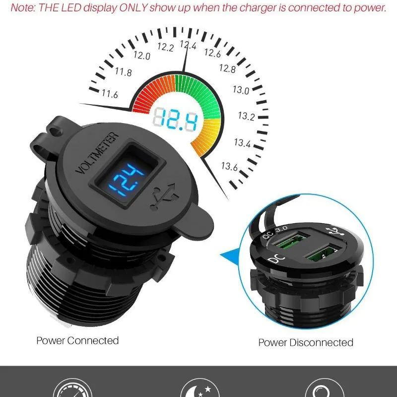 ที่ชาร์จในรถยนต์แบบ USB คู่พร้อมจอแสดงผลแรงดันไฟฟ้า, ที่ชาร์จเร็ว 4.2A สำหรับรถยนต์และรถบ้าน