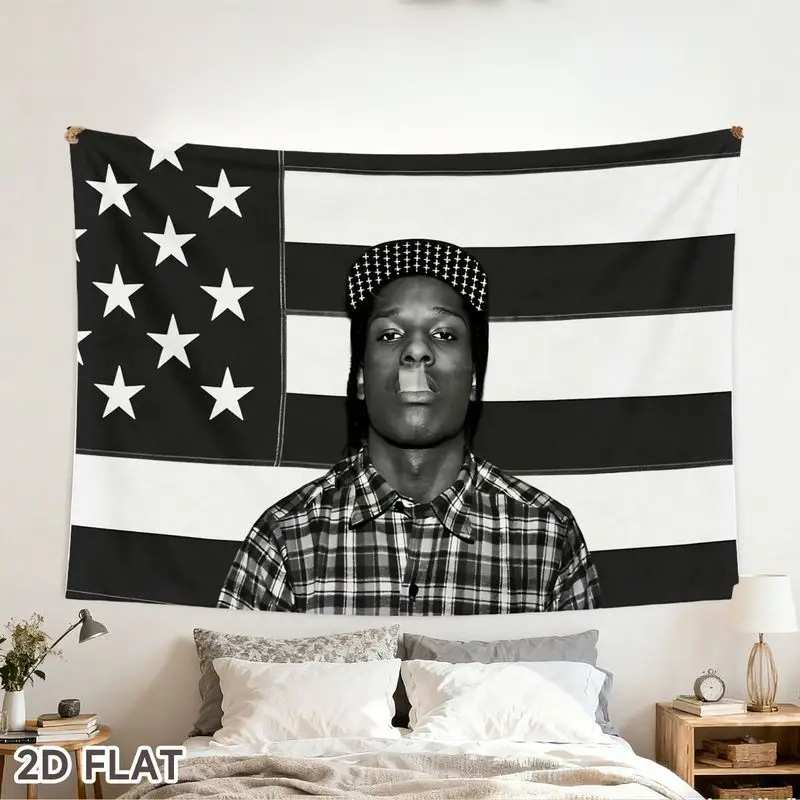 VIKAMA American Flag Hip Hop Rap Tapestry, Street Punk Wall Hanging, Home Decor for Rap Fans College Dorm Bedroom