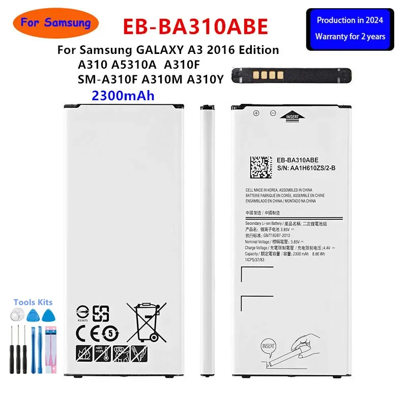 

Brand New EB-BA310ABE 2300mAh Battery For Samsung GALAXY A3 2016 Edition A310 A5310A A310F SM-A310F A310M A310Y +Tools