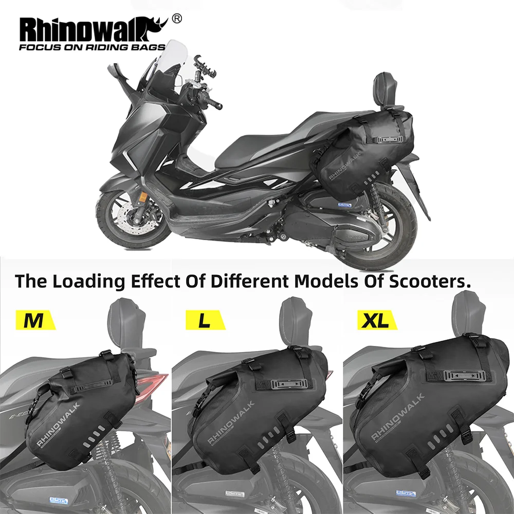 Torba na hulajnogę Rhinowalk 2-częściowa torba motocyklowa 100% wodoodporna 18L/28L/48L tylne siedzenie silnika siodło torba podróżna sucha torba bagaż