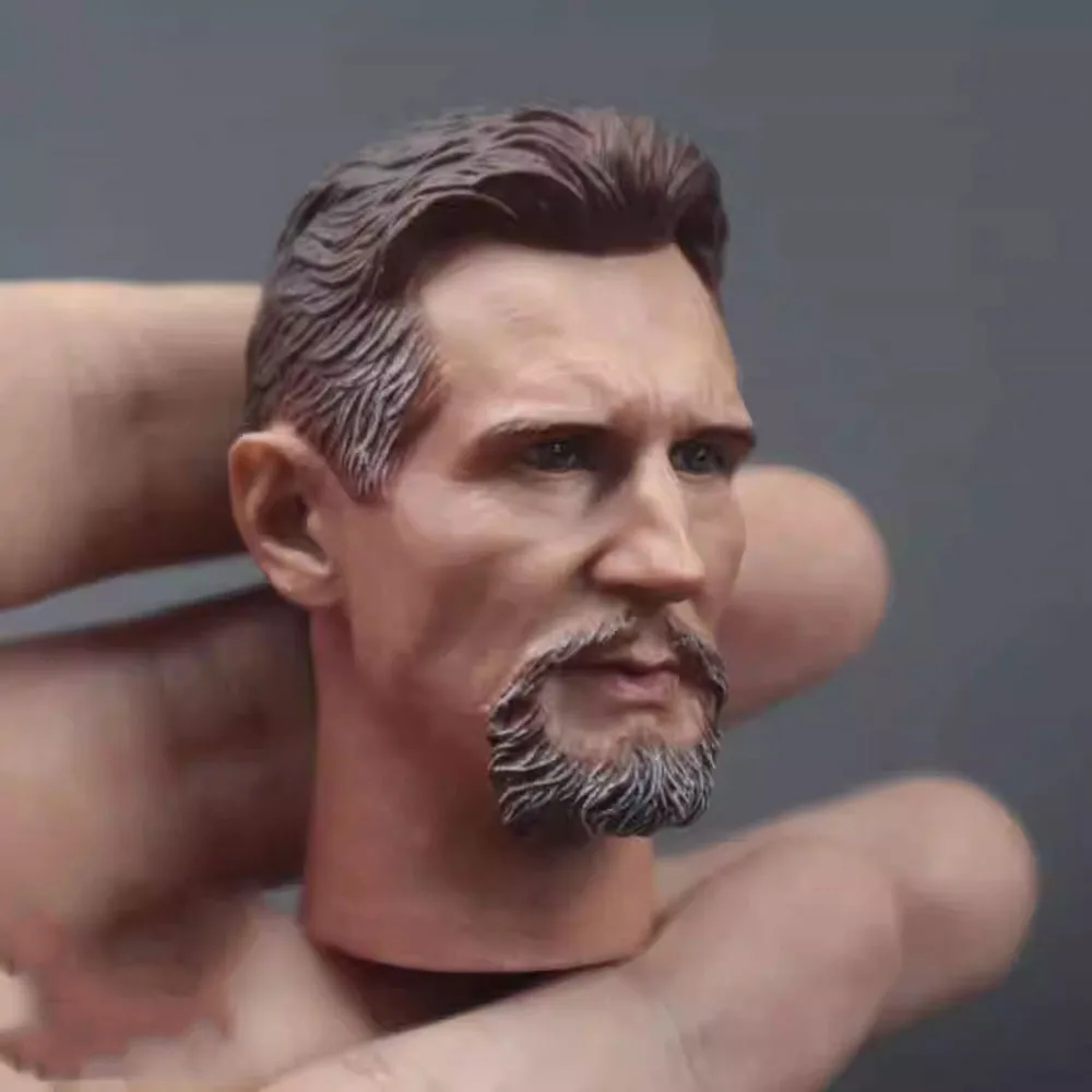 1/6th Male Ninja Liam Master Neeson Head Sculpt Carving Model For 12