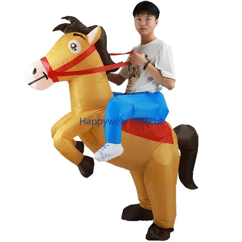 Handsome Riding Horse Inflatable Costume Halloween Party Costume Funny Animal Ride Walking Jazz Horse Suit Inflatable Garment