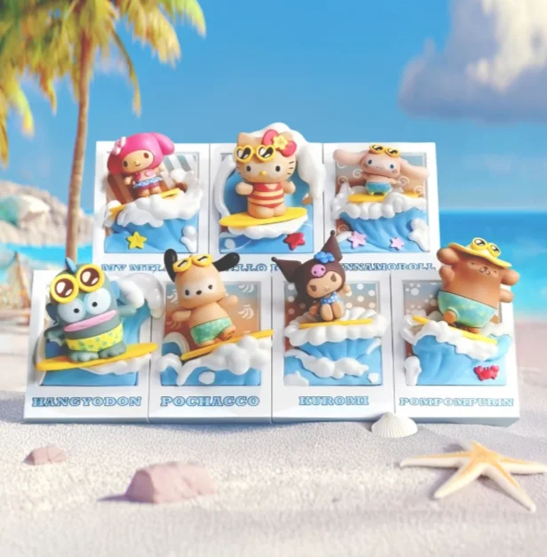 

Sanrio персонажи летняя черная кожа слепая коробка магнит на холодильник орнамент коробка-сюрприз милая фигурка Kuromi Hangyodon подарки игрушки