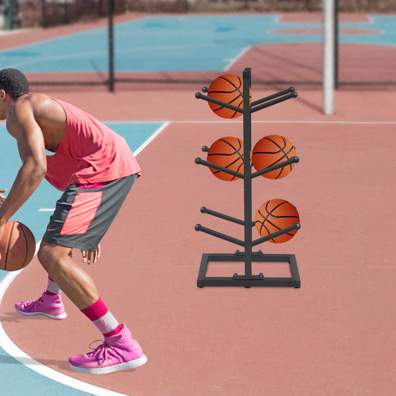 Organizzatori di basket, portaoggetti per palline a 3 livelli, portaoggetti per palline bifacciale per interni ed esterni