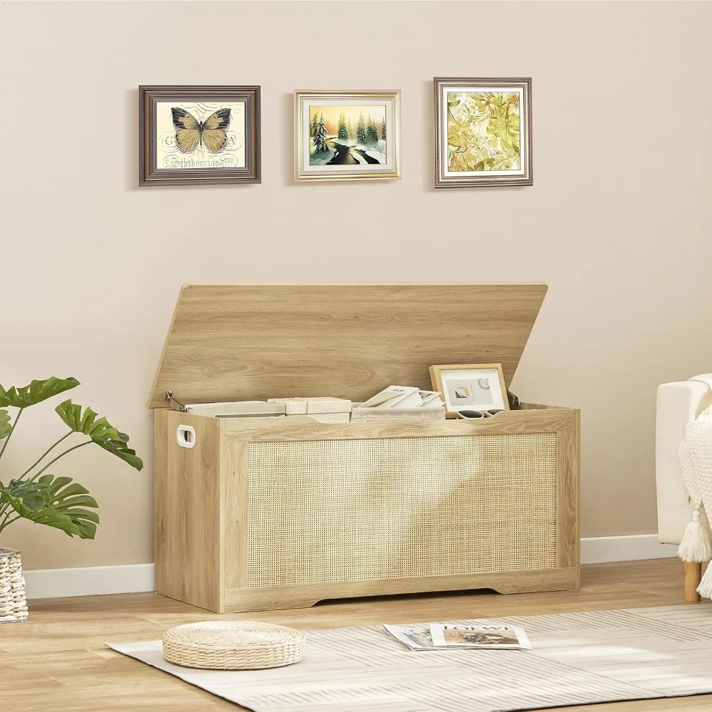 صندوق ألعاب كبير بحجم 39.4 مع مفصلات أمان، مقعد تخزين لغرفة النوم، دعم تخزين الأحذية متعدد الأغراض #5