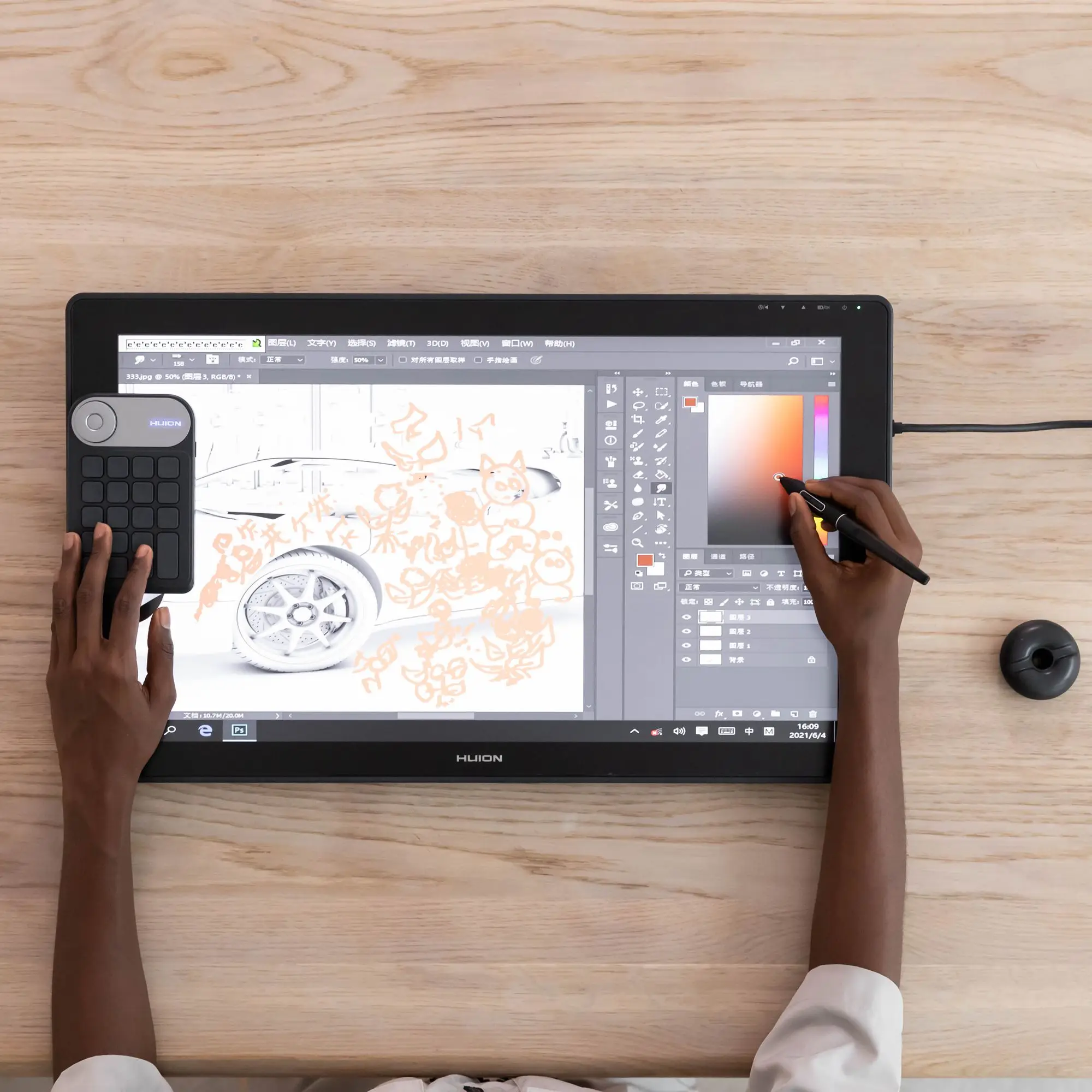 Kamvas 24 Plus 24 Inches 140% SRGB Lcd Monitor Profession Pen Displays Drawing Graphic Tablets with Stylus