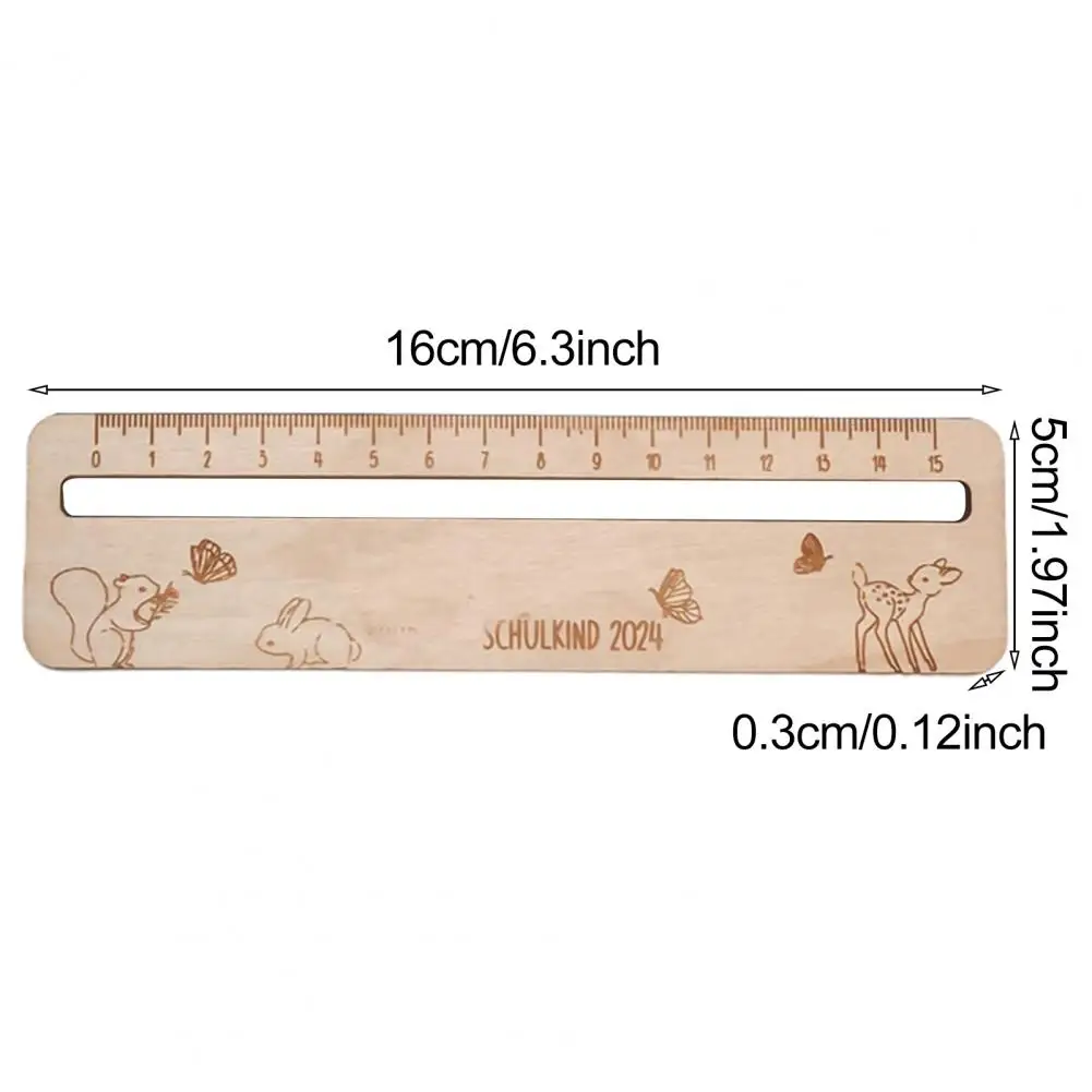 Wooden Children Ruler Heavy Duty Precise Scale Centimeters Millimeter Small Ruler Lightweight Portable School Classroom Students