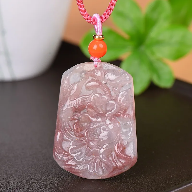 

Natural Exquisite Gold Silk Jade Flower Blooming Rich Pendant New Versatile Men's and Women's Pendant Sweater Chain