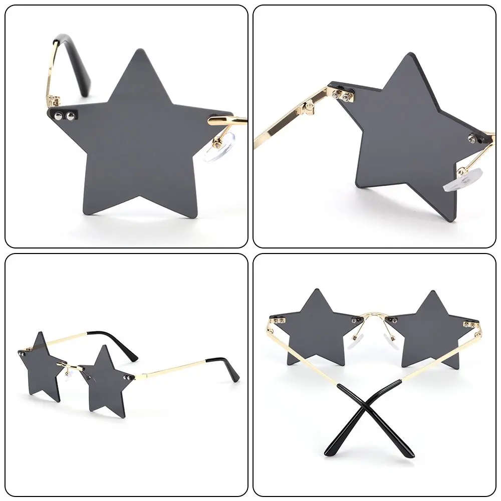 نظارات شمسية مضحكة للنساء والرجال بدون إطار نظارات شمسية للحفلات على شكل نجمة #2