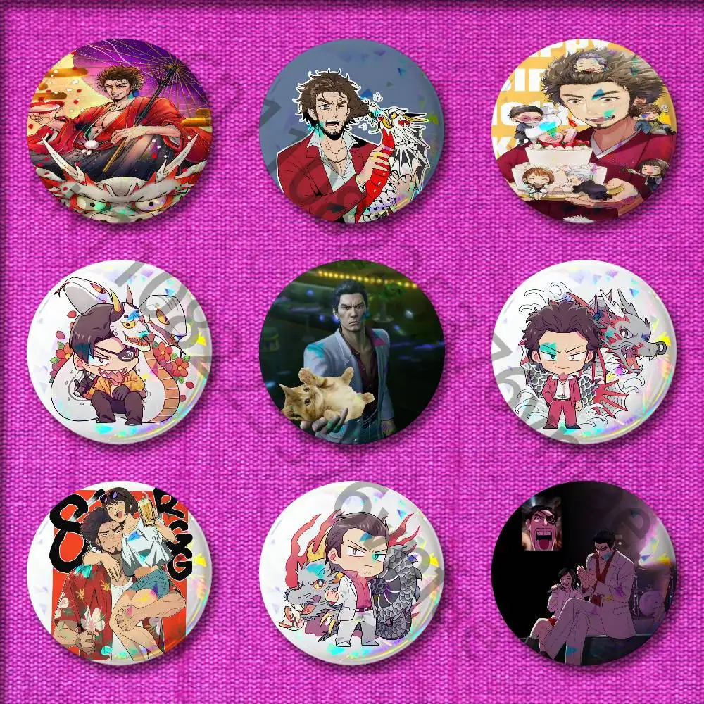 Game Y-Yakuza Kazuma Kiryu Goro Majima Badge For 32mm 25mm 44mm 75mm 58mm Round Pin Brooch Insignia Cover Decoration