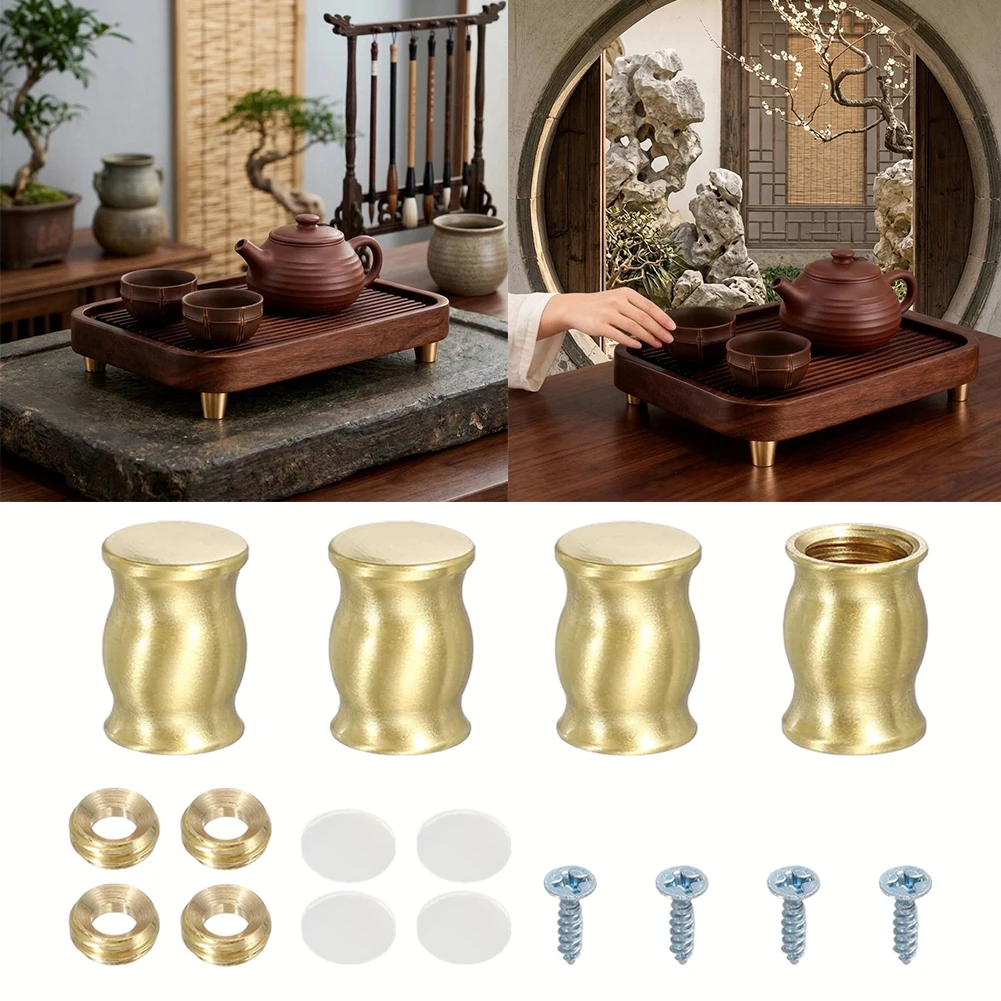 4pcs Brass Cutting Board Feet Chopping Board Feet Polished Anti Skid Pad For Kitchen Hardware Accessories