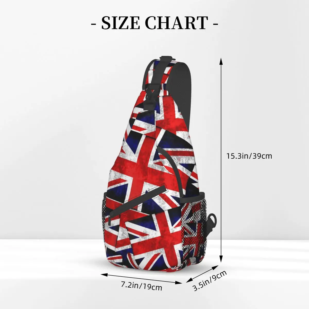 Inglaterra britânica Reino Unido bandeira Sling Bag peito Crossbody ombro Sling mochila caminhadas ao ar livre Daypacks impressão vermelha Vintage padrão sacos