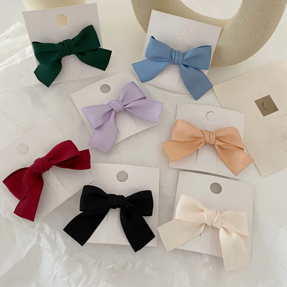 

1Pcs Hair Bow Clips for Baby Girls Hairclips Solid Color Satin Bowknot Barrettes Butterflies Korean Accessories Hair Clips Gifts