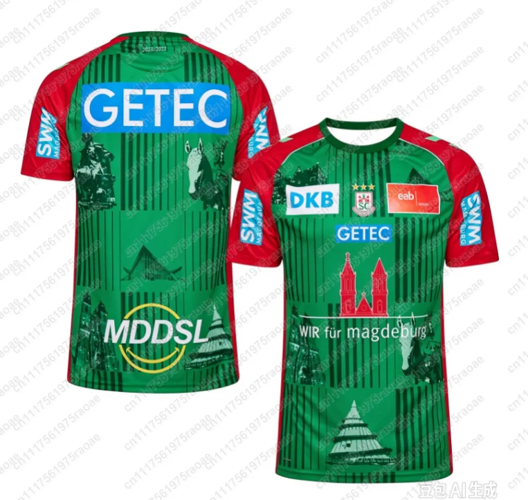 2026-27 SC Magdeburg Handball Heimtrikot Trikots Schnelltrocknendes Outdoor-Sport-T-Shirt Trainings-Sportbekleidung Fan-Geschenk Familien-Partnerlook – Detail 6
