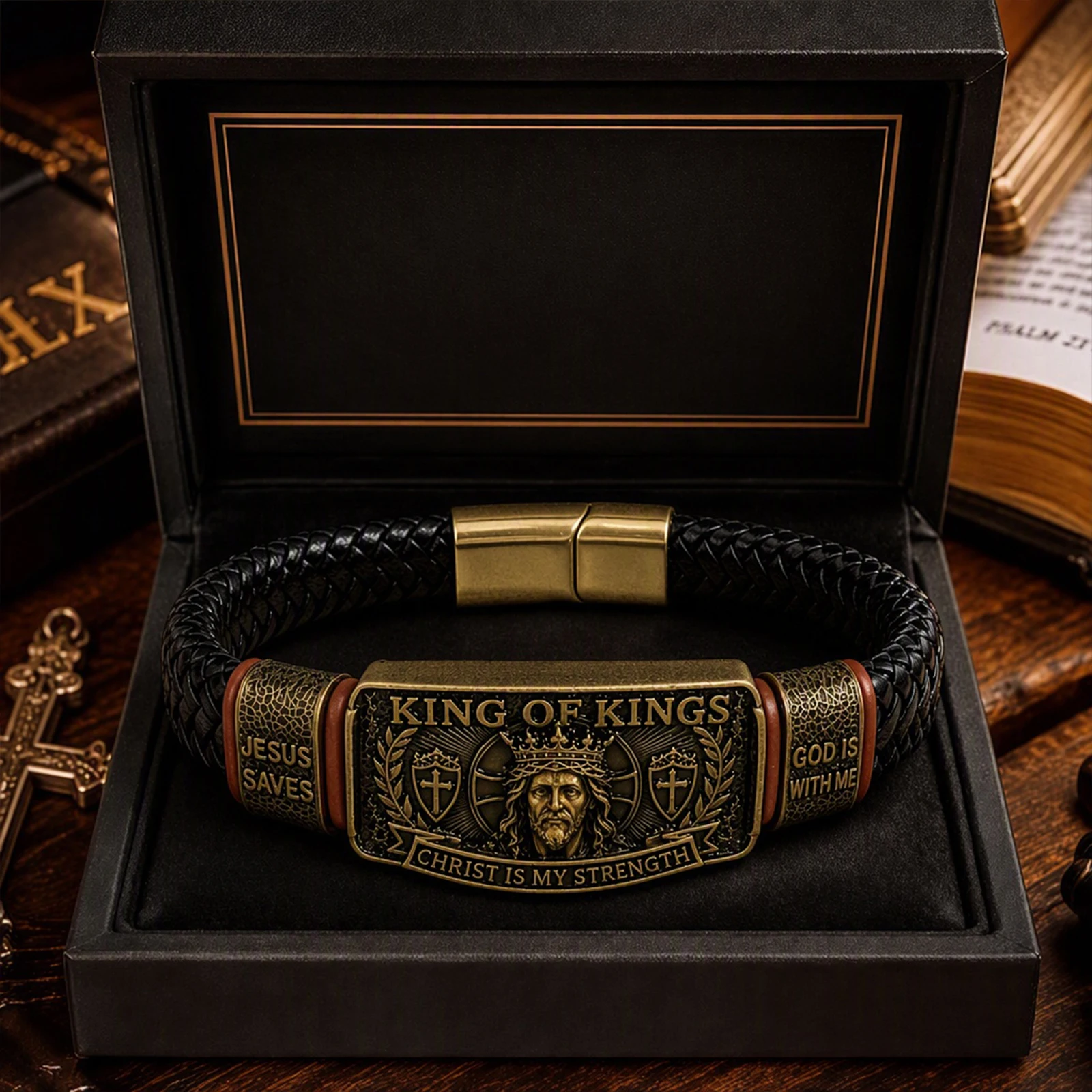 Decorative Faith Bracelet Multi-Purpose Religious Inspirational Wristband Christian Braided Wristbands Gift for Men Husband Dad