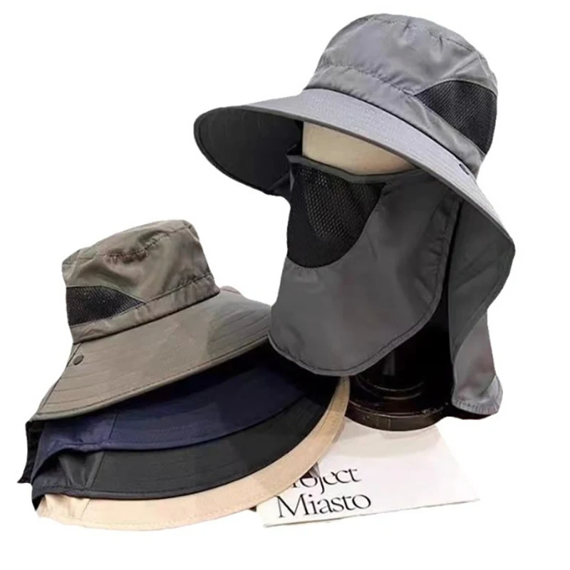 Sun Hat For Men, Solid Color Sun Hat Shawl Hat Neck Protection Breathable Outdoor Mountaineering And Fishing Hat image 2