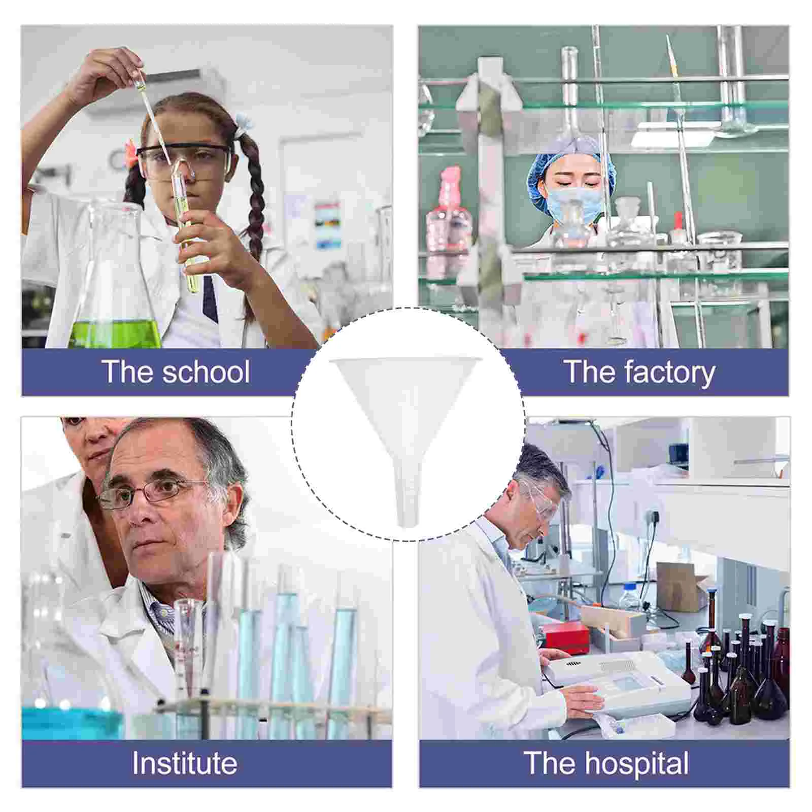 Filtro de llenado de plástico científico para alimentos, triángulo para experimentos, embudo de laboratorio, 5 uds.