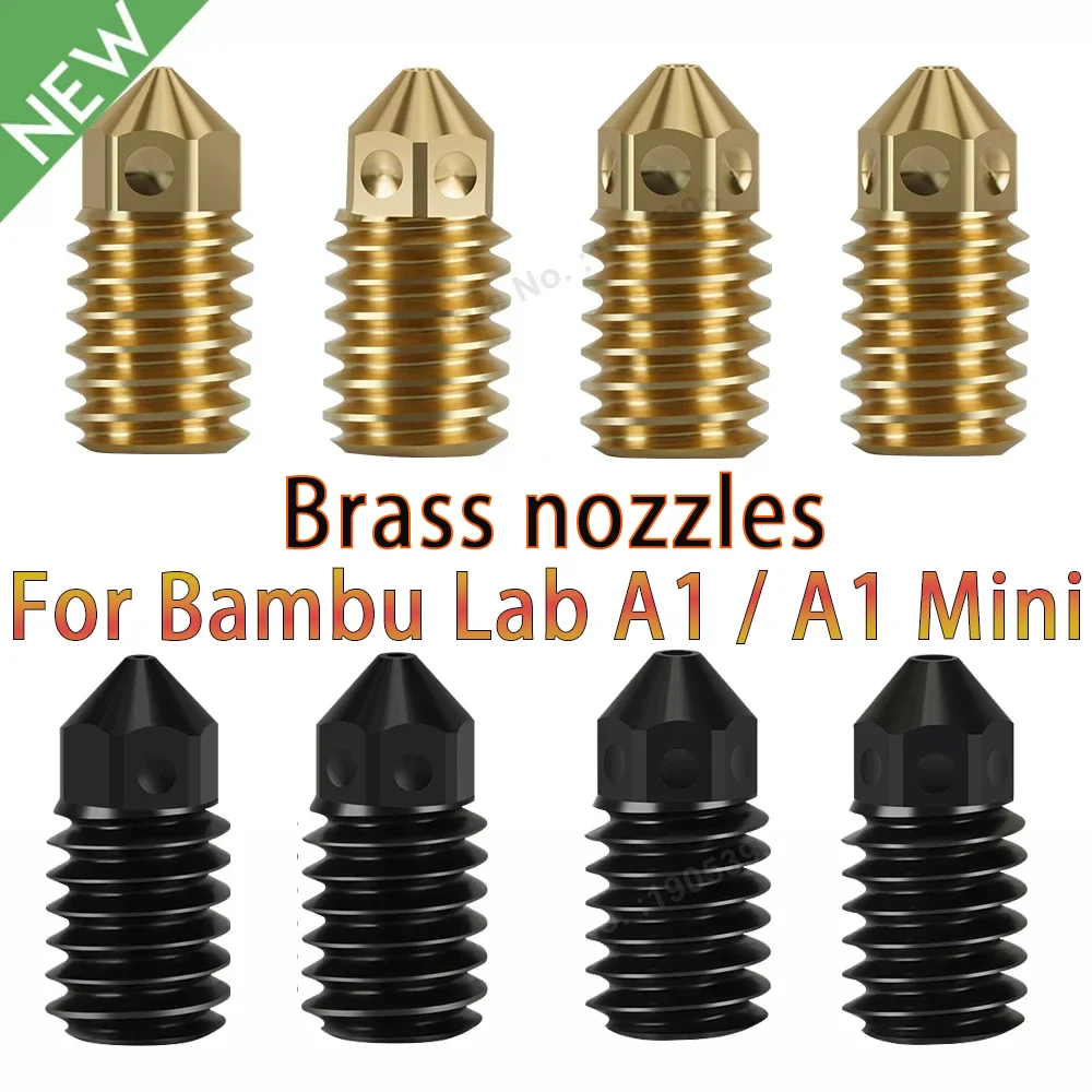 

4pcs Brass Hardened Steel Nozzle For Bambu Lab A1/ A1 Mini, 0.2 0.4 0.6 0.8mm 3D Printer Nozzle For Bambulab A1 Mini