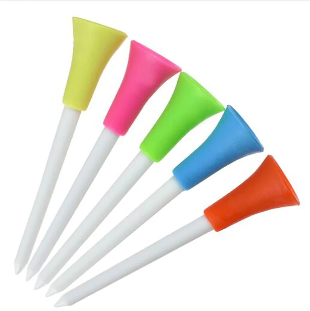 100pcs Golf Tees Mix Colors 83mm Plastic Durable Rubber Cushion Top Golf Ball Holder Golf Accessories