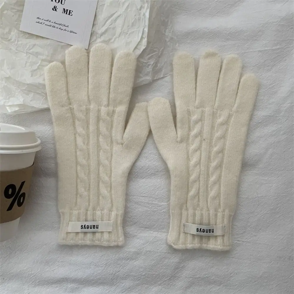 Kawaii Y2k Lady Finger Gloves Windproof Warm Korean Knitted Gloves Touchscreen Cold-proof Solid Color Gloves Autumn